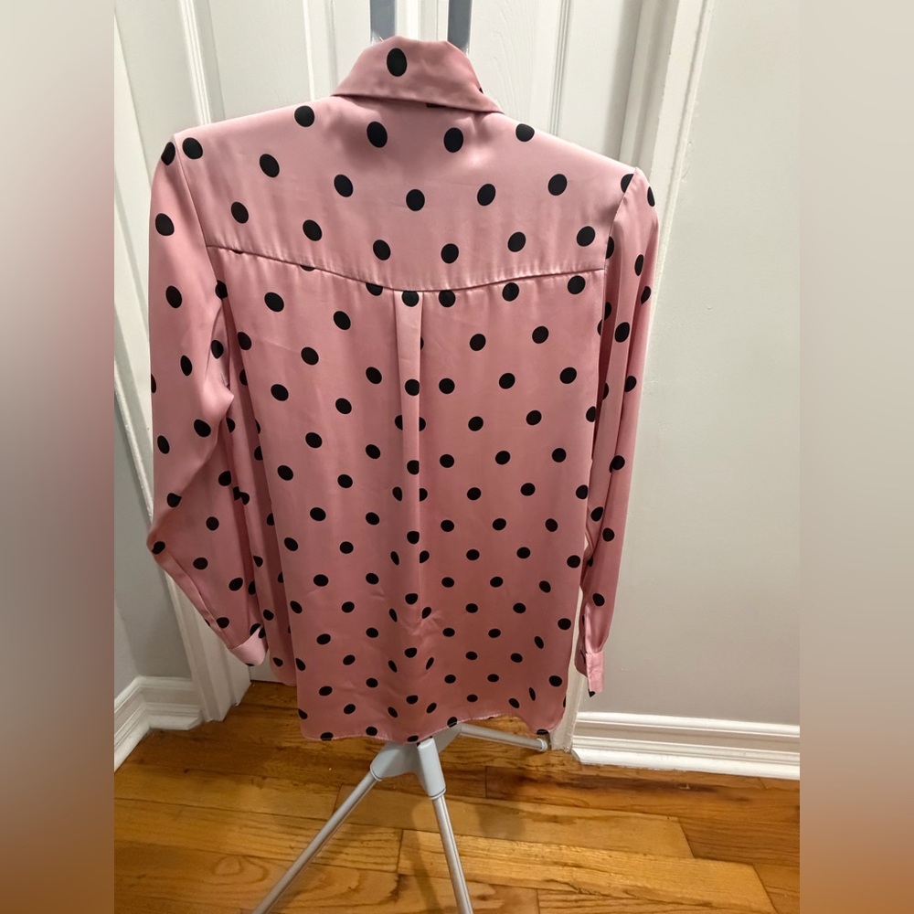 Zara Pink Polka Dot Button-Up Blouse – Size S - Picture 6 of 7
